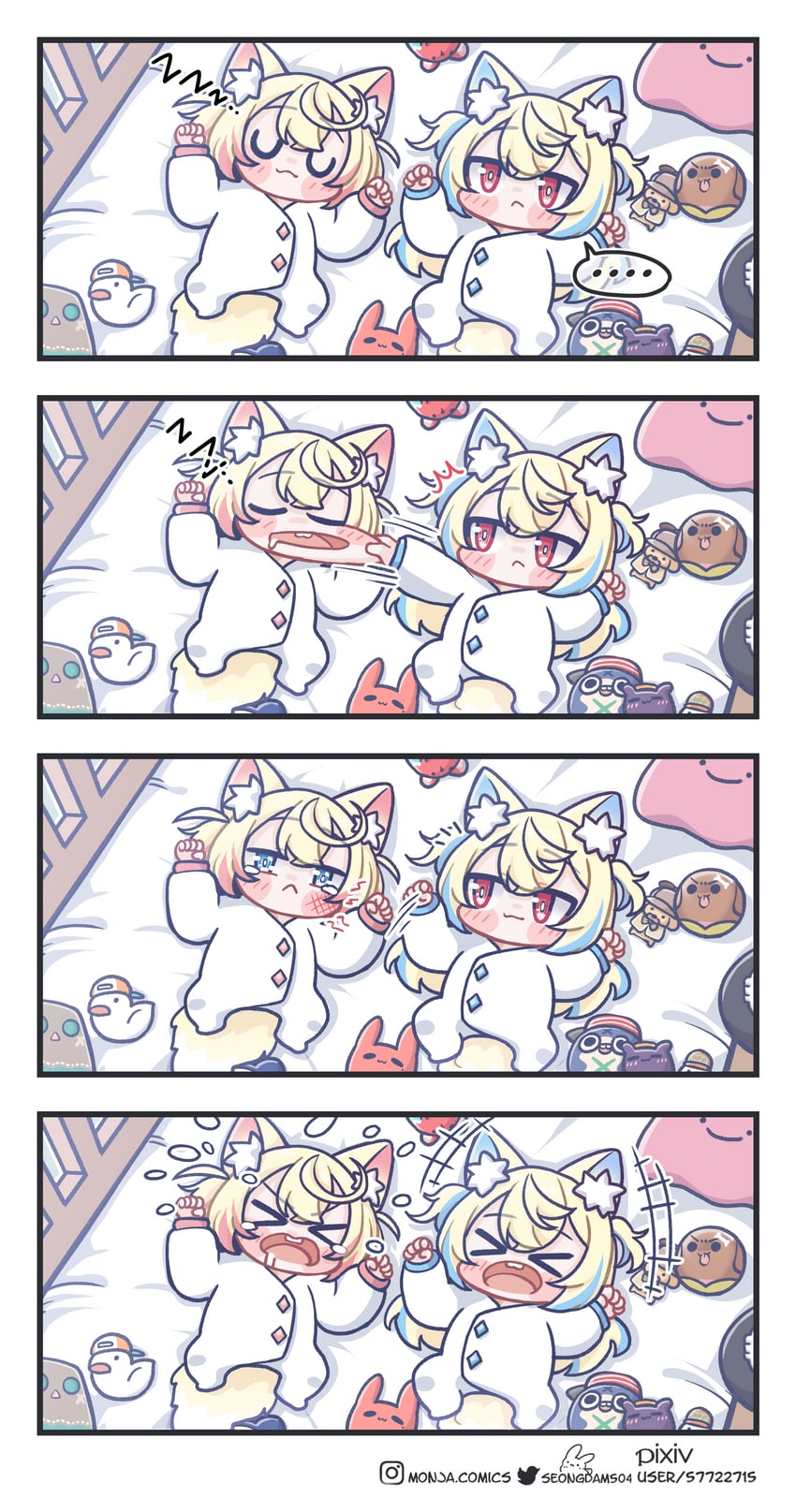 inugami korone, fuwawa abyssgard, mococo abyssgard, takodachi, bloop, and 5 more (hololive and 1 more) drawn by monja_(monja0521)
