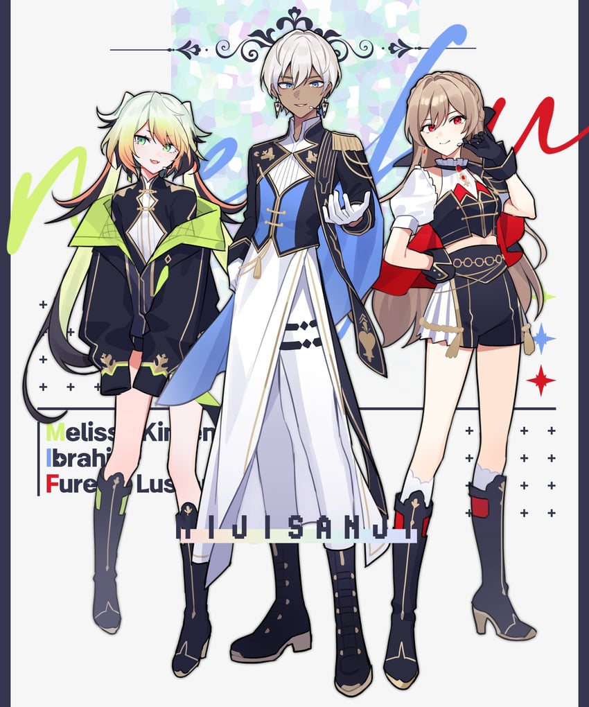 furen e lustario, ibrahim, and melissa kinrenka (nijisanji) drawn by waka_(wk4444)