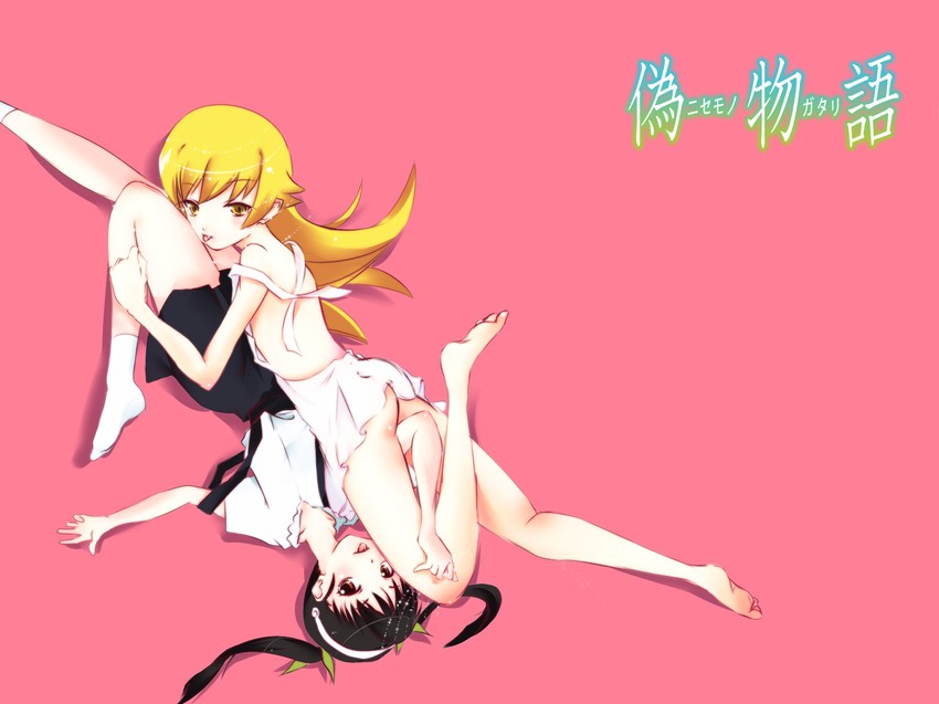 oshino shinobu and hachikuji mayoi (monogatari and 1 more) drawn by murasaki_neko