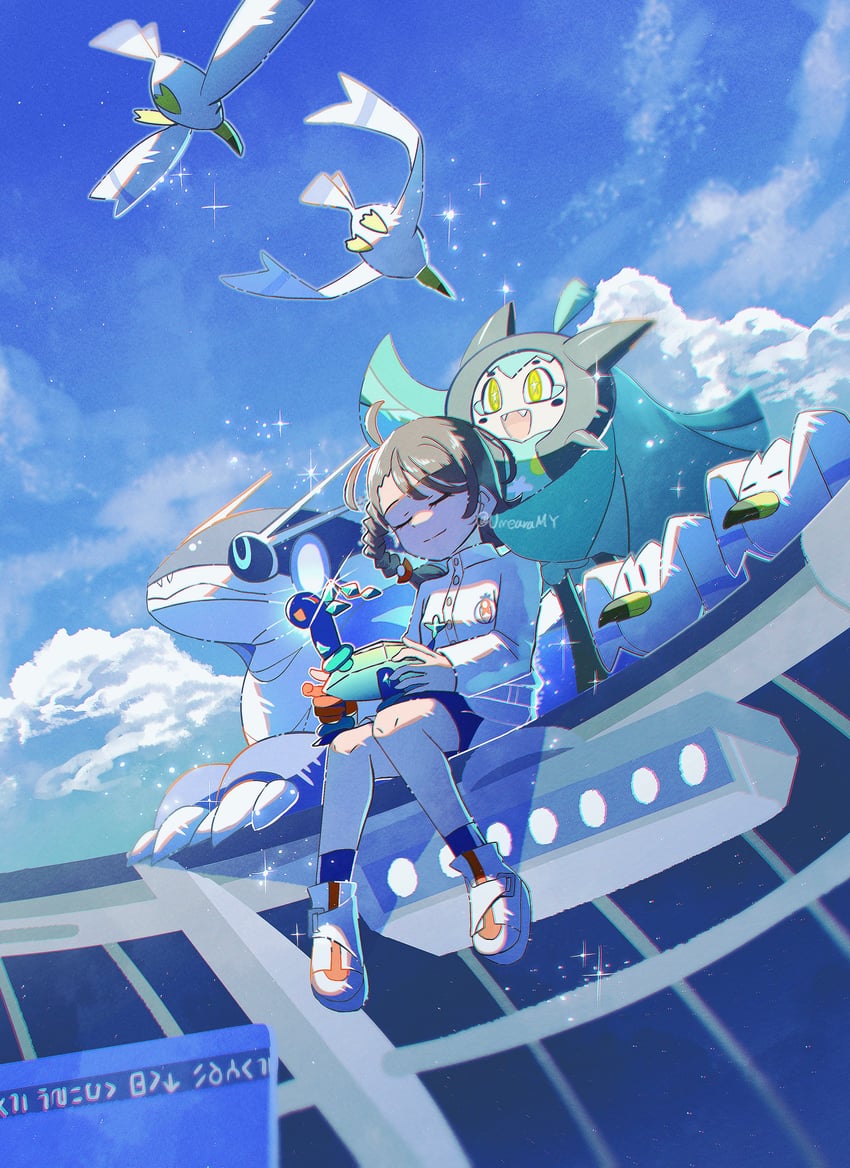 juliana, wingull, ogerpon, miraidon, and terapagos (pokemon and 1 more) drawn by fukkatsu_no_maya