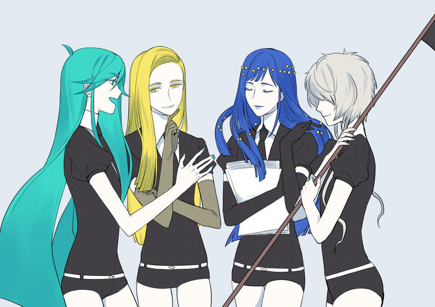 lapis lazuli, ghost quartz, alexandrite, and chrysoberyl (houseki no kuni) drawn by ultracat