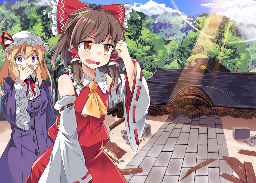 hakurei reimu and maribel hearn (touhou) drawn by e.o.