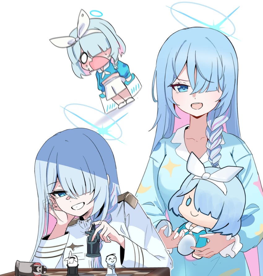 sensei, doodle sensei, arona, plana, anubis, and 2 more (blue archive) drawn by skyrain315