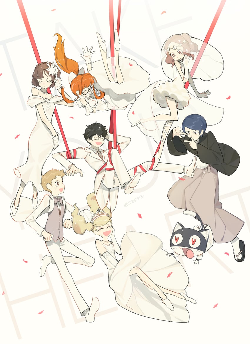 amamiya ren, takamaki anne, sakura futaba, niijima makoto, okumura haru, and 3 more (persona and 2 more) drawn by eunjae_rice