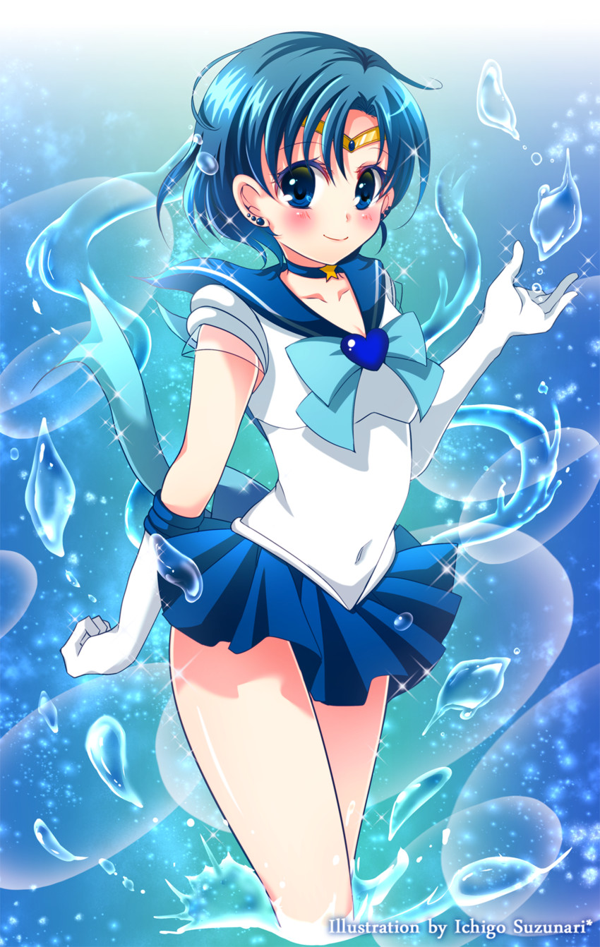 mizuno ami, sailor mercury, and super sailor mercury (bishoujo senshi sailor moon) drawn by suzunari_ichigo_(rokkencyaya)