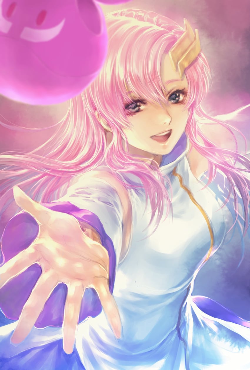 haro and lacus clyne (gundam and 1 more) drawn by takeda_yuuko