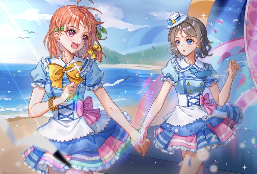 watanabe you and takami chika (love live! and 1 more) drawn by alphive