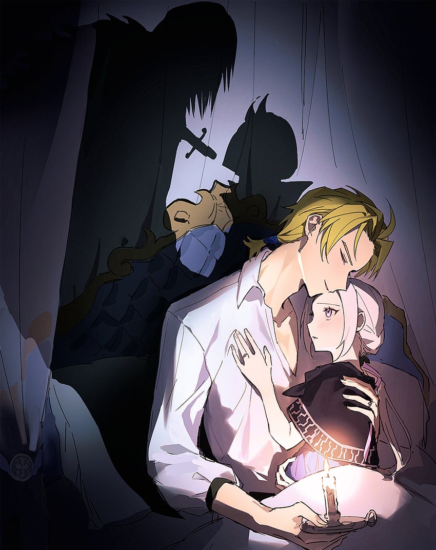 edelgard von hresvelg and dimitri alexandre blaiddyd (fire emblem and 2 more) drawn by ikaikakka