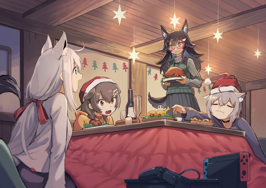 shirakami fubuki, nekomata okayu, ookami mio, and inugami korone (hololive) drawn by tugo