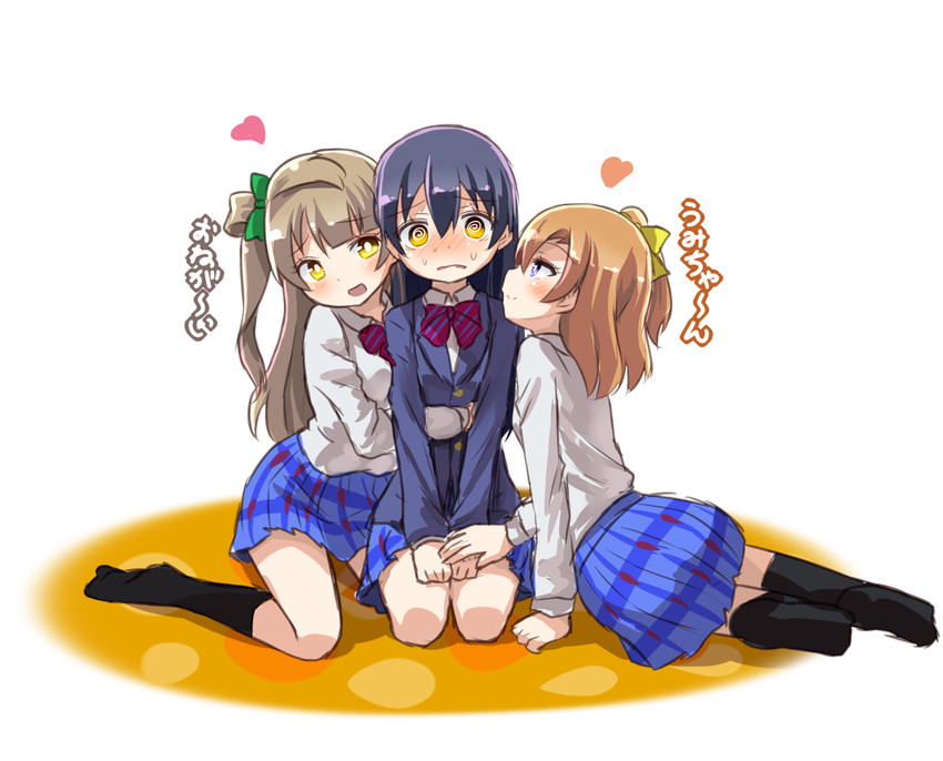 sonoda umi, minami kotori, and kosaka honoka (love live! and 1 more) drawn by shipii_(jigglypuff)