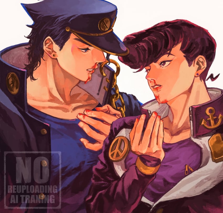 kujo jotaro and higashikata josuke (jojo no kimyou na bouken and 2 more) drawn by togusa_jj