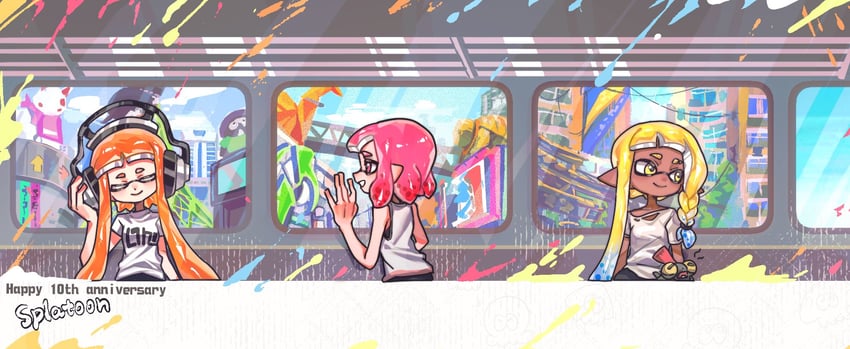 inkling player character, inkling girl, smallfry, kaori, veronika, and 1 more (splatoon and 3 more) drawn by gucandiyi52092