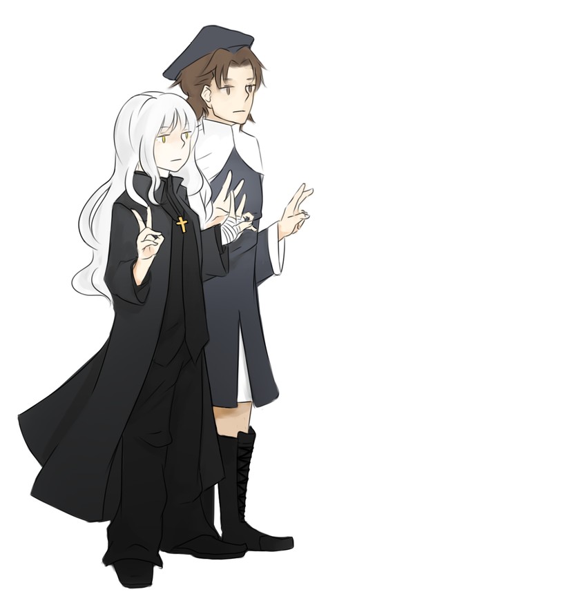 kotomine kirei and caren hortensia (fate and 3 more) drawn by chibibro