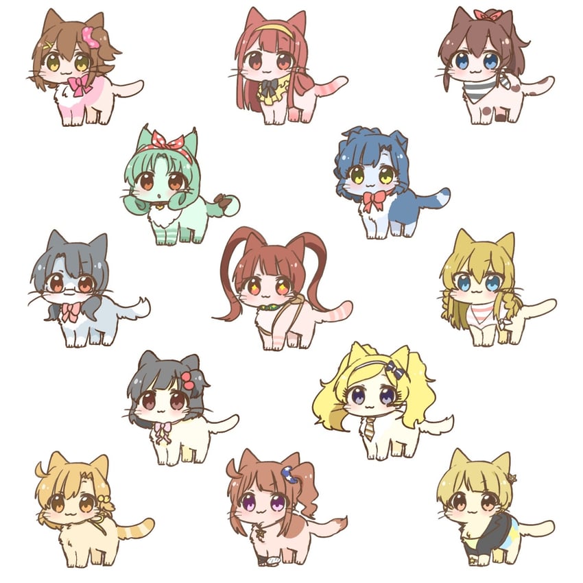 nanao yuriko, yokoyama nao, satake minako, tanaka kotoha, kasuga mirai, and 8 more (idolmaster and 2 more) drawn by hutaba