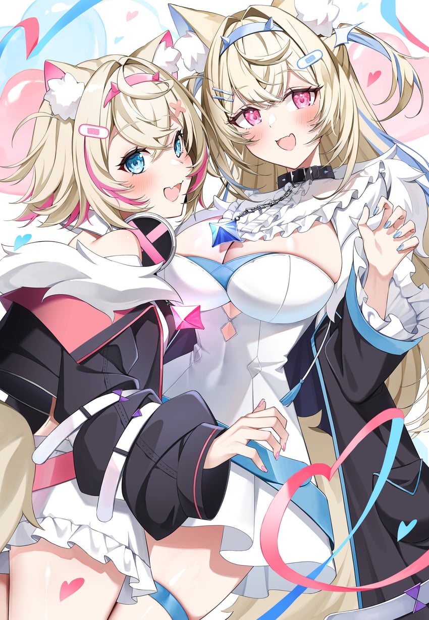 fuwawa abyssgard and mococo abyssgard (hololive and 1 more) drawn by gawawawa