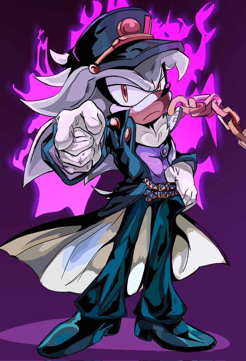kujo jotaro and silver the hedgehog (jojo no kimyou na bouken and 1 more) drawn by zarenix_(p1ctur33)