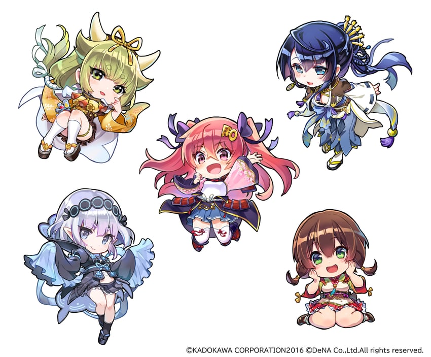 jouizumi masamune, kuwana gou, goou yoshimitsu, nanaka, and kogarasumaru (tenka hyakken) drawn by fukube