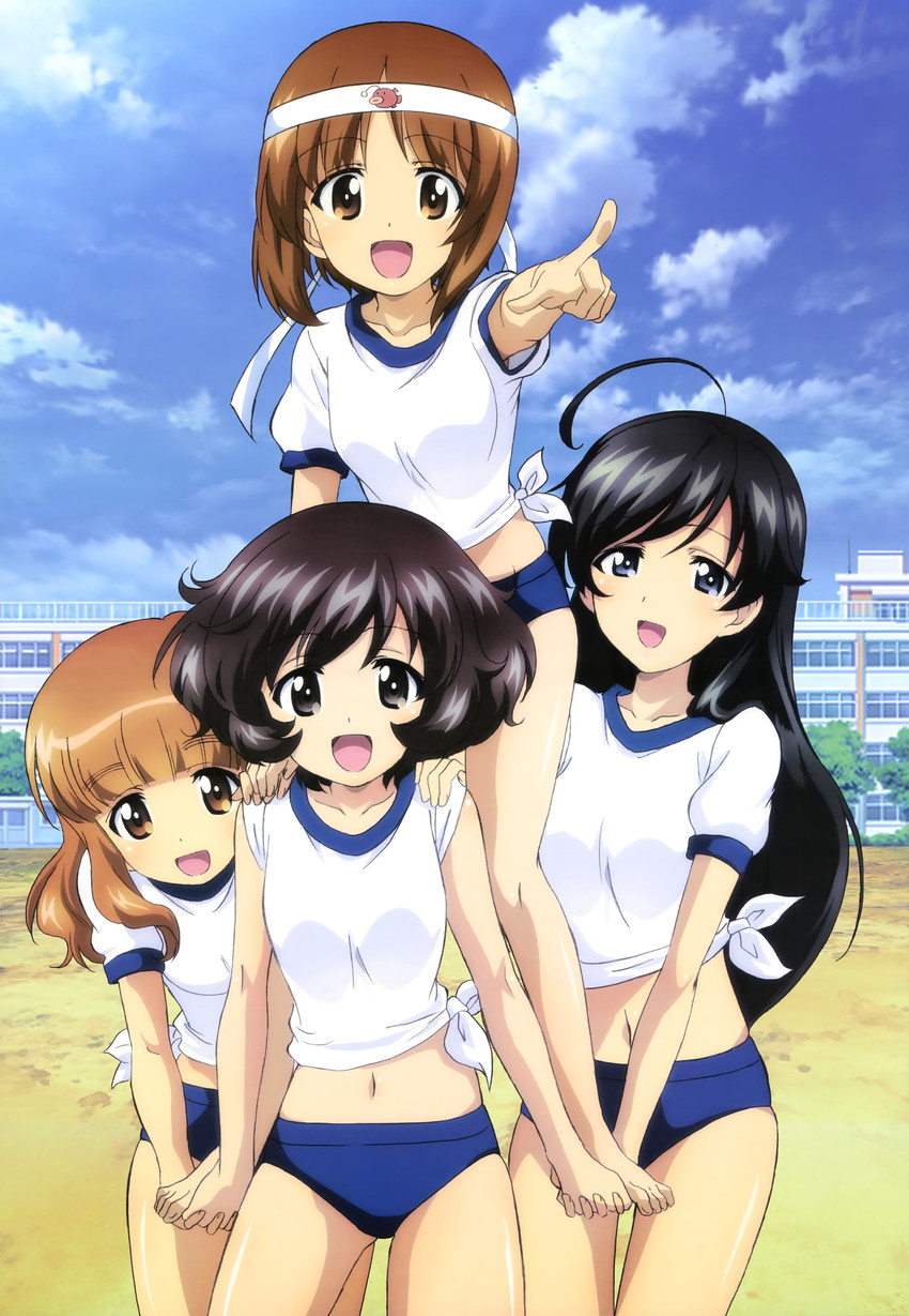 nishizumi miho, akiyama yukari, takebe saori, and isuzu hana (girls und panzer and 1 more) drawn by yamaguchi_asuka