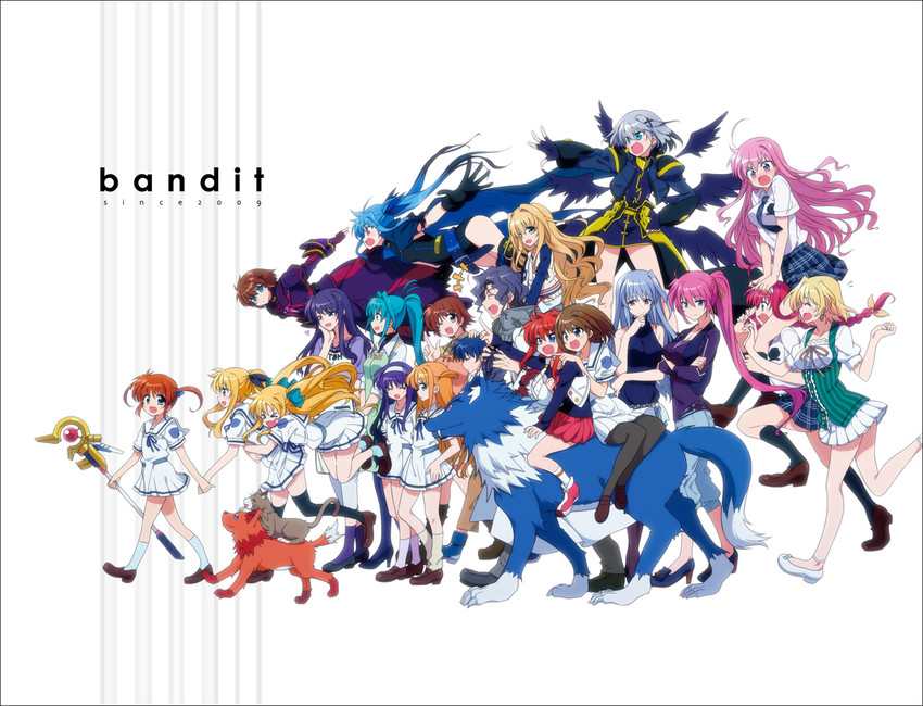 fate testarossa, takamachi nanoha, yagami hayate, raising heart, vita, and 20 more (lyrical nanoha and 1 more) drawn by kawakami_shuuichi