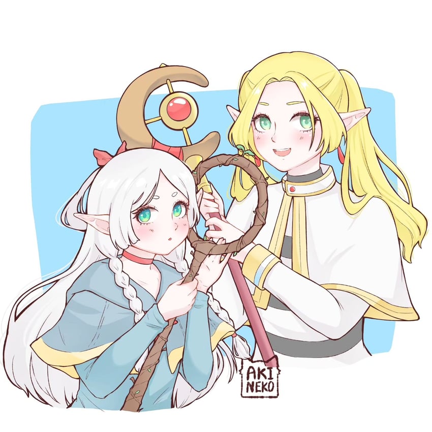 frieren and marcille donato (sousou no frieren and 1 more) drawn by akineko26