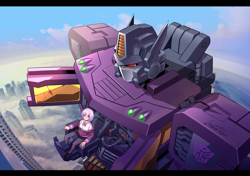 shinjou akane and optimus prime (gridman universe and 3 more) drawn by lantana0_0