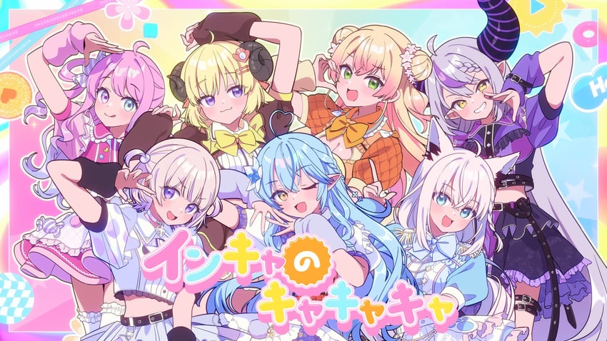 shirakami fubuki, yukihana lamy, la+ darknesss, tsunomaki watame, momosuzu nene, and 2 more (hololive and 2 more) drawn by soh_himitsuki