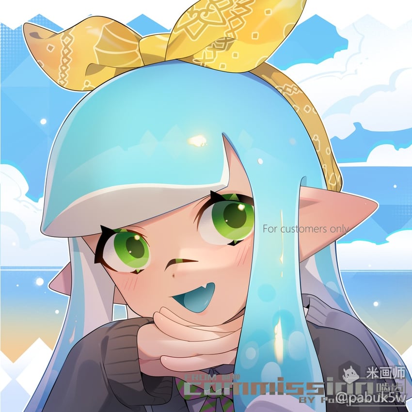 inkling player character and inkling girl (splatoon) drawn by pabuk5w
