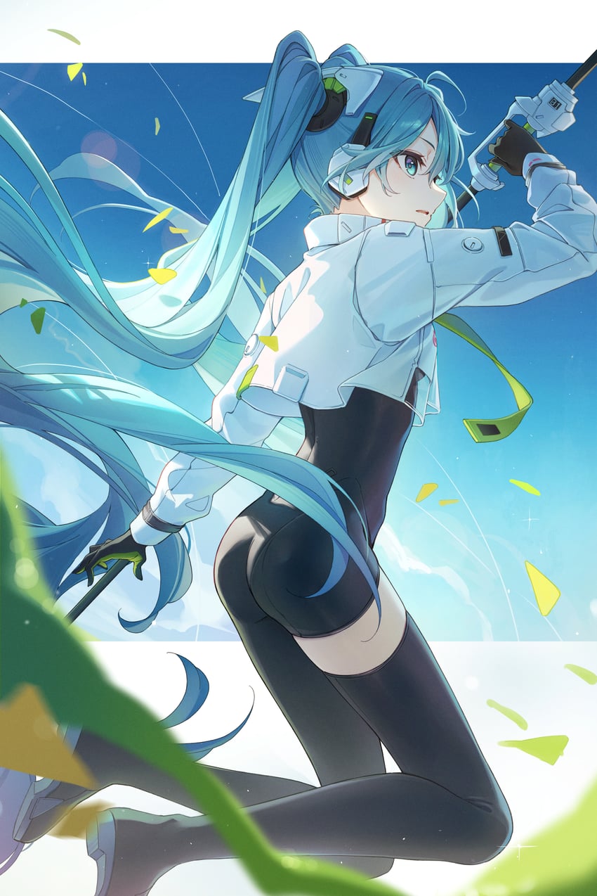 hatsune miku and racing miku (vocaloid and 1 more) drawn by dangmyo