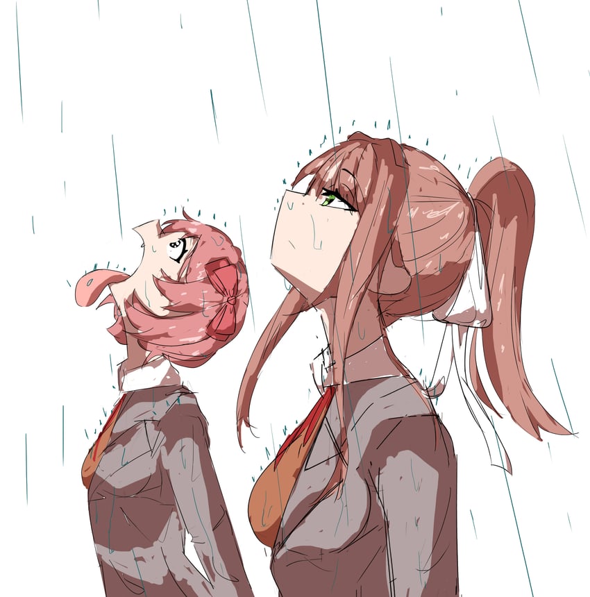 monika and sayori (doki doki literature club) drawn by niww_(niwd_3)