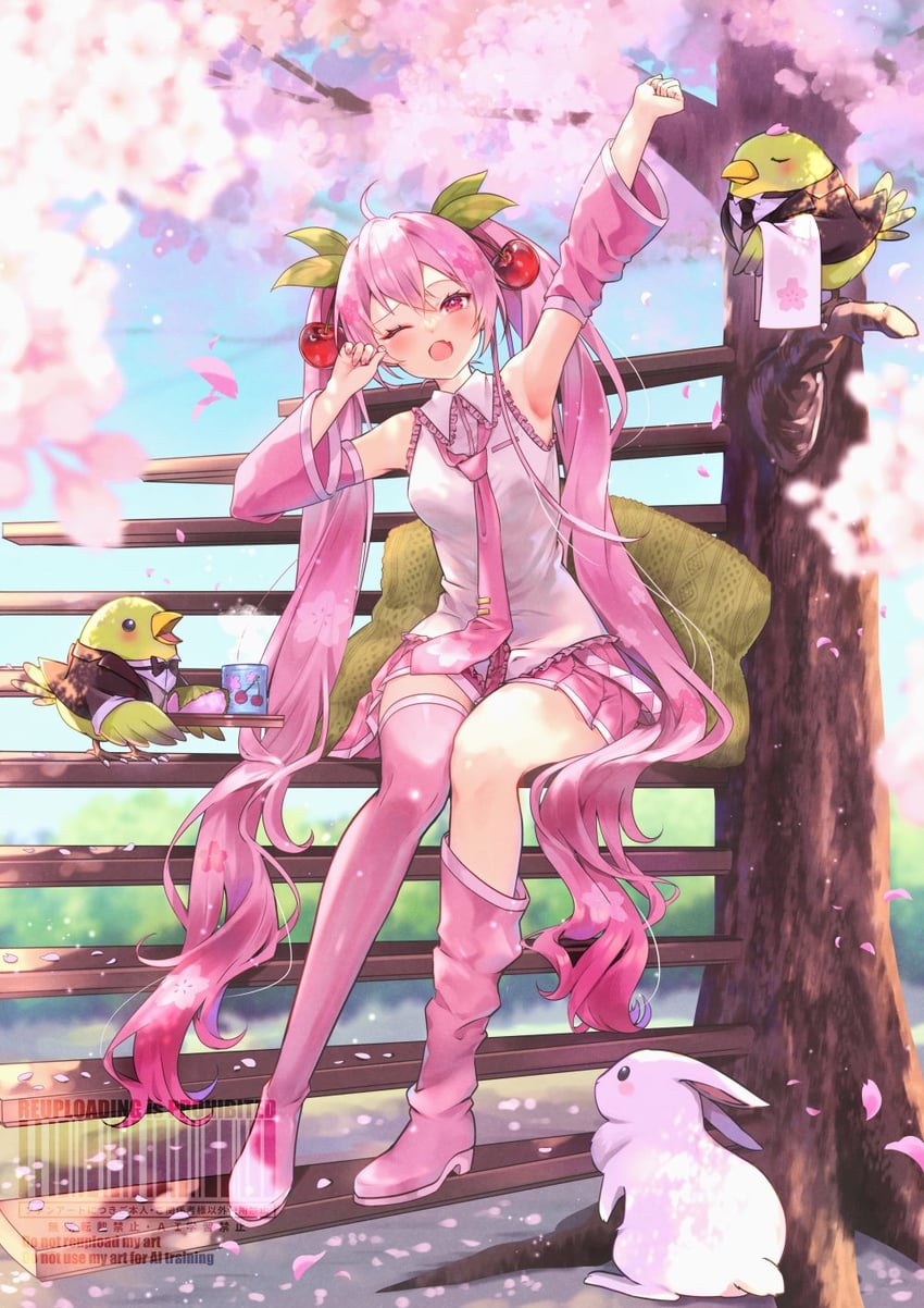 hatsune miku and sakura miku (vocaloid) drawn by kyashii_(a3yu9mi)