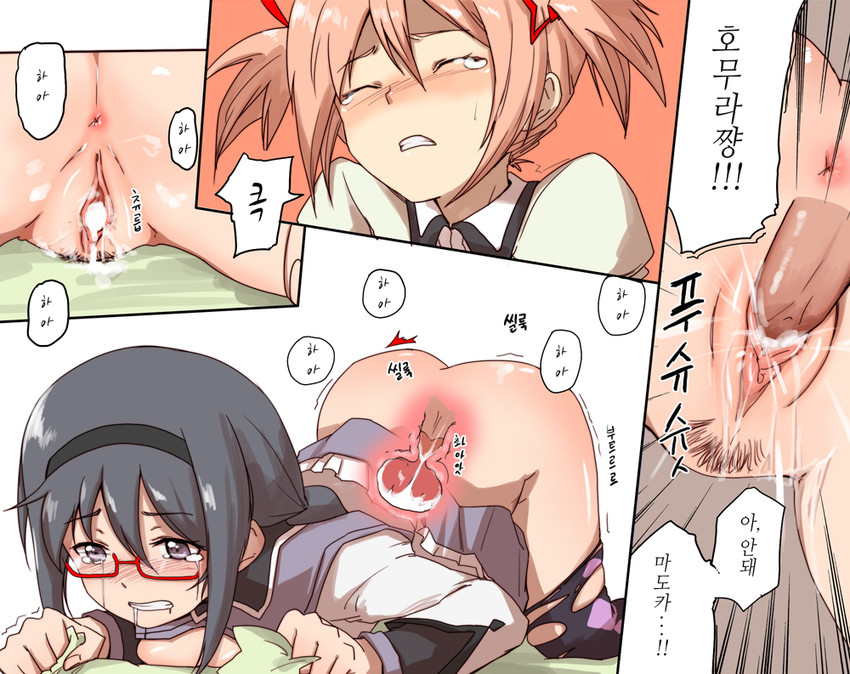 akemi homura and kaname madoka (mahou shoujo madoka magica) drawn by seok