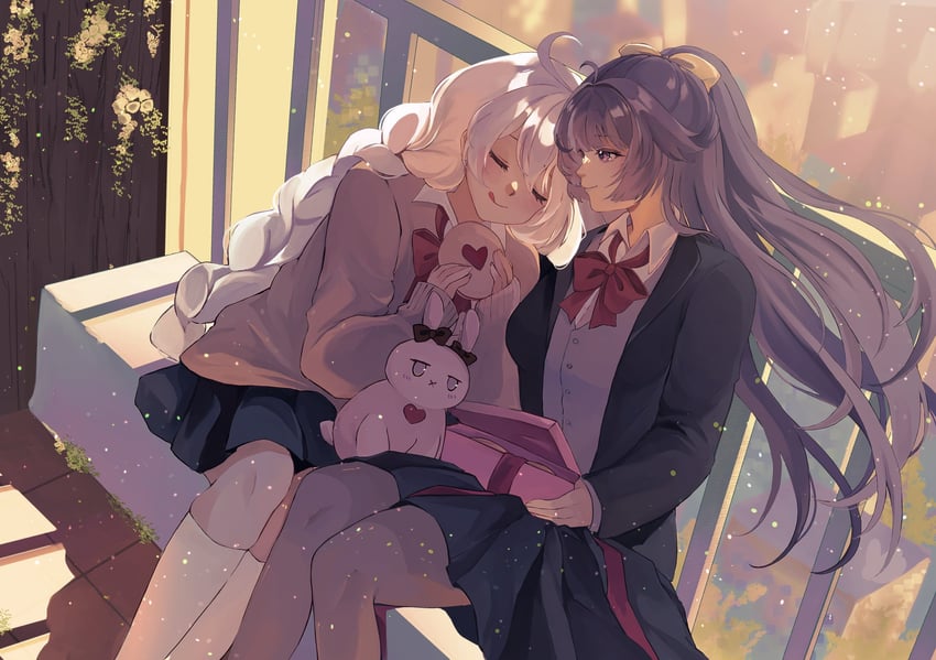 kiana kaslana and raiden mei (honkai and 1 more) drawn by mofumanju
