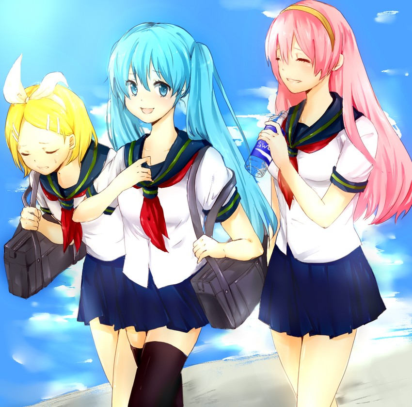 hatsune miku, kagamine rin, and megurine luka (vocaloid) drawn by miyako_(bloodcrow0513)