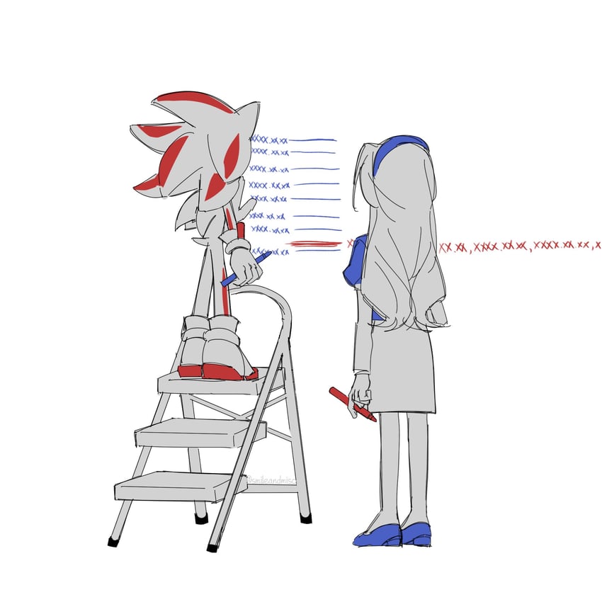 shadow the hedgehog and maria robotnik (sonic) drawn by smileandmiso
