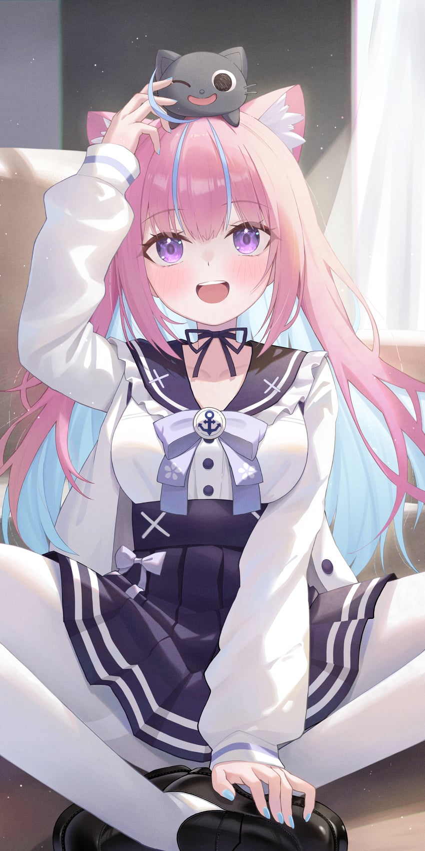 minato aqua and neko (hololive) drawn by keikei_(kitty_colors)