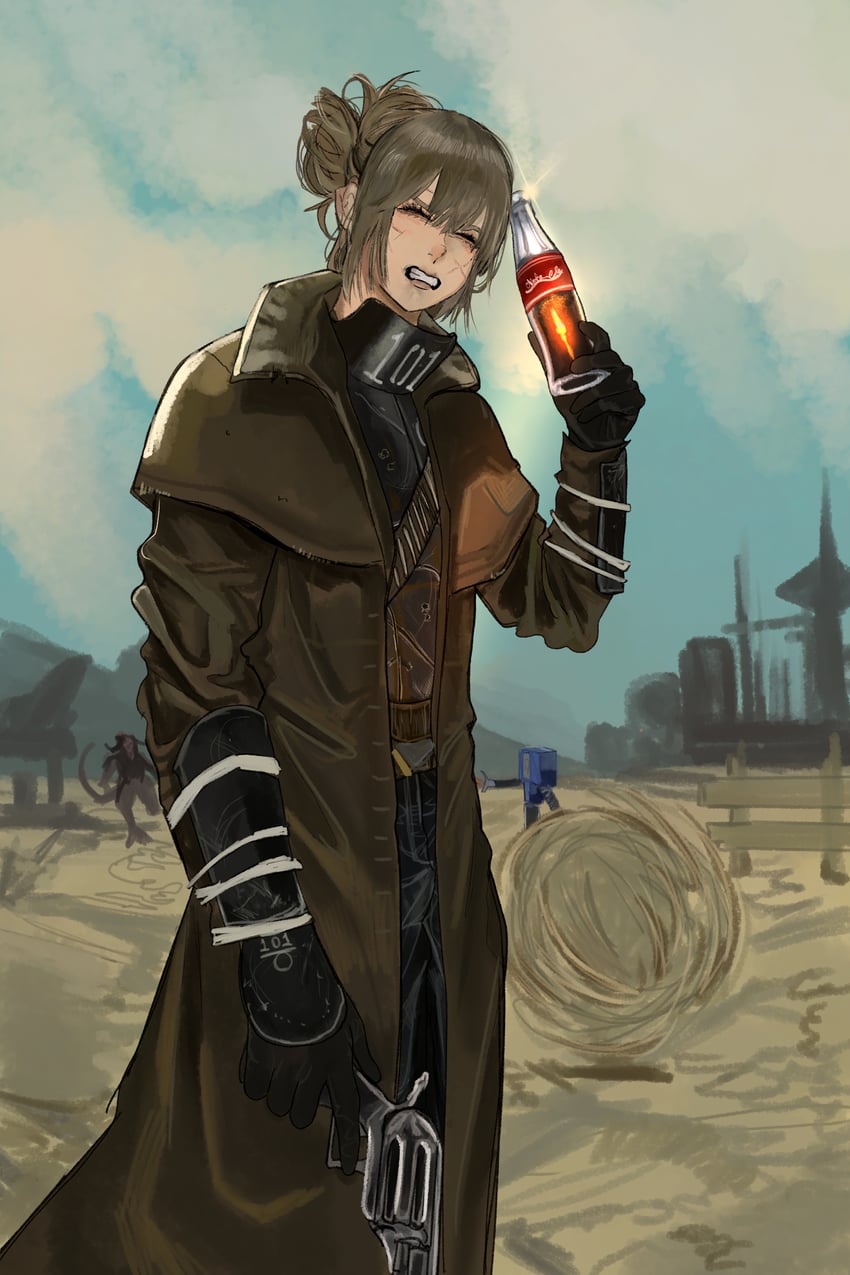 deathclaw and ncr veteran ranger (fallout and 1 more) drawn by kkghost_tv