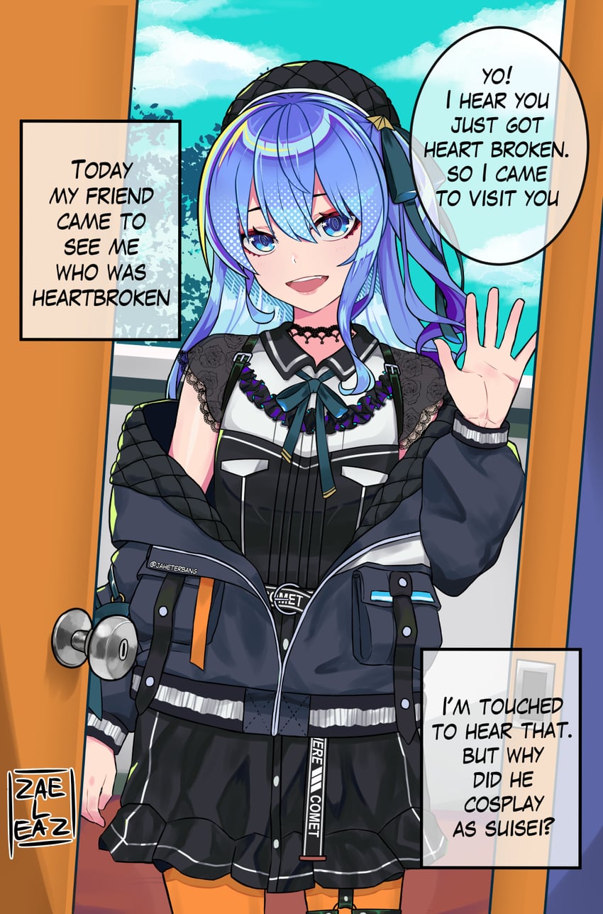 hoshimachi suisei (original and 1 more) drawn by jaheterbang