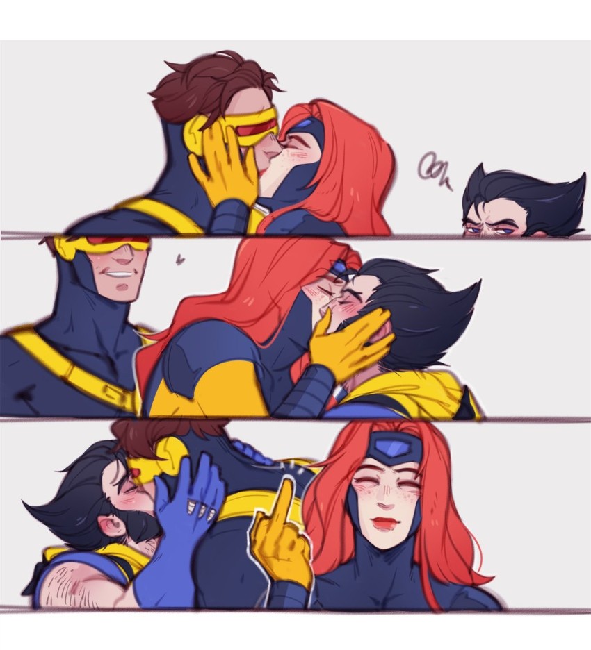 wolverine, cyclops, and jean grey (marvel and 1 more) drawn by sho_guru