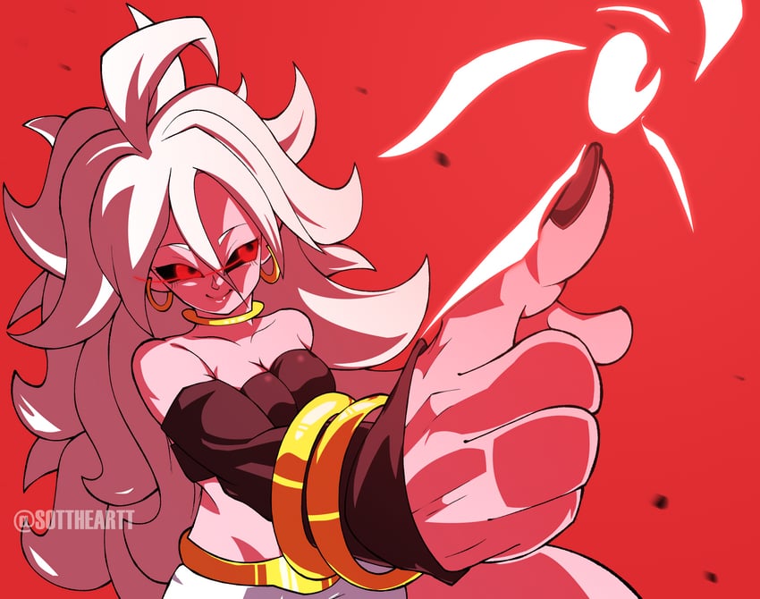 android 21 and majin android 21 (dragon ball and 1 more) drawn by sottart