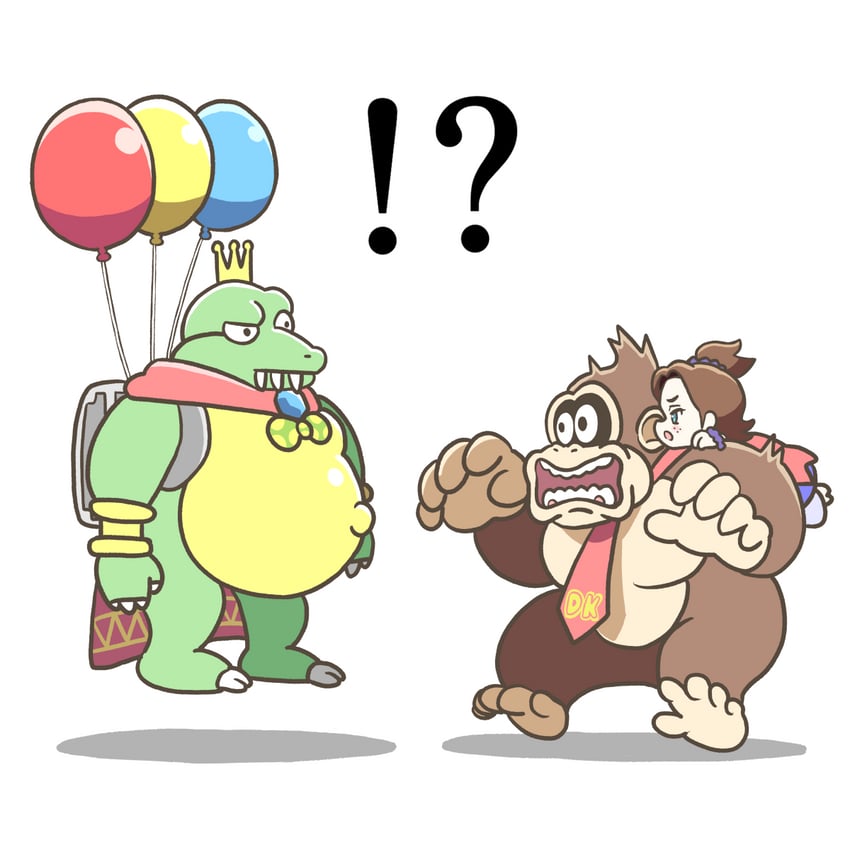 donkey kong, pauline, king k. rool, and luigi (mario and 3 more) drawn by wankosobatarou