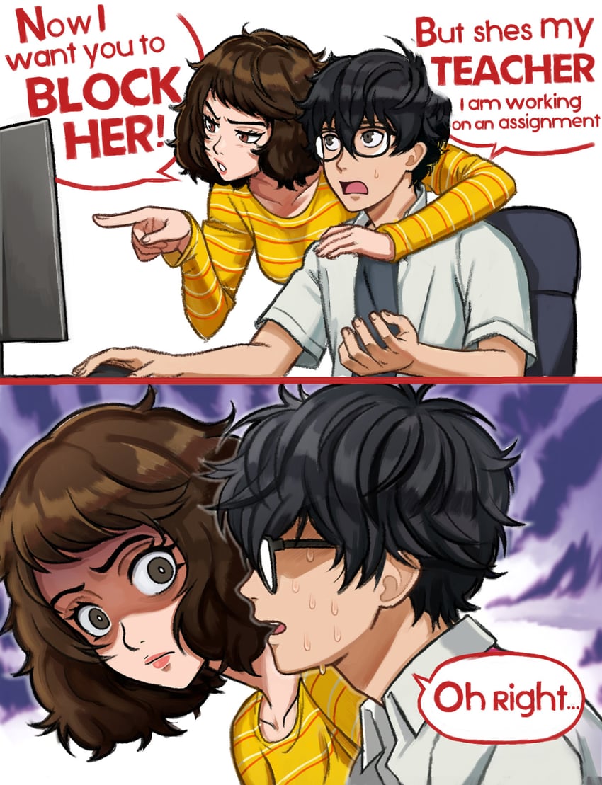 amamiya ren and kawakami sadayo (persona and 1 more) drawn by neggoartz