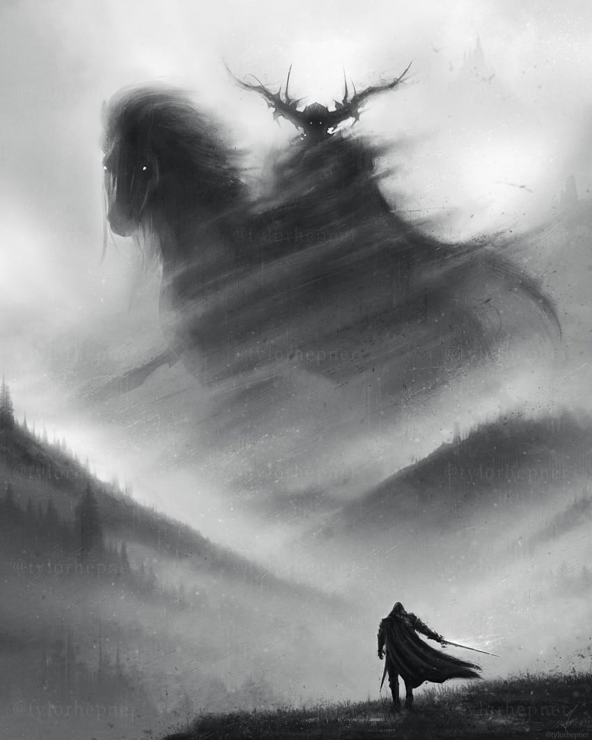 clive rosfield, odin, and sleipnir (final fantasy and 1 more) drawn by tylor_hepner