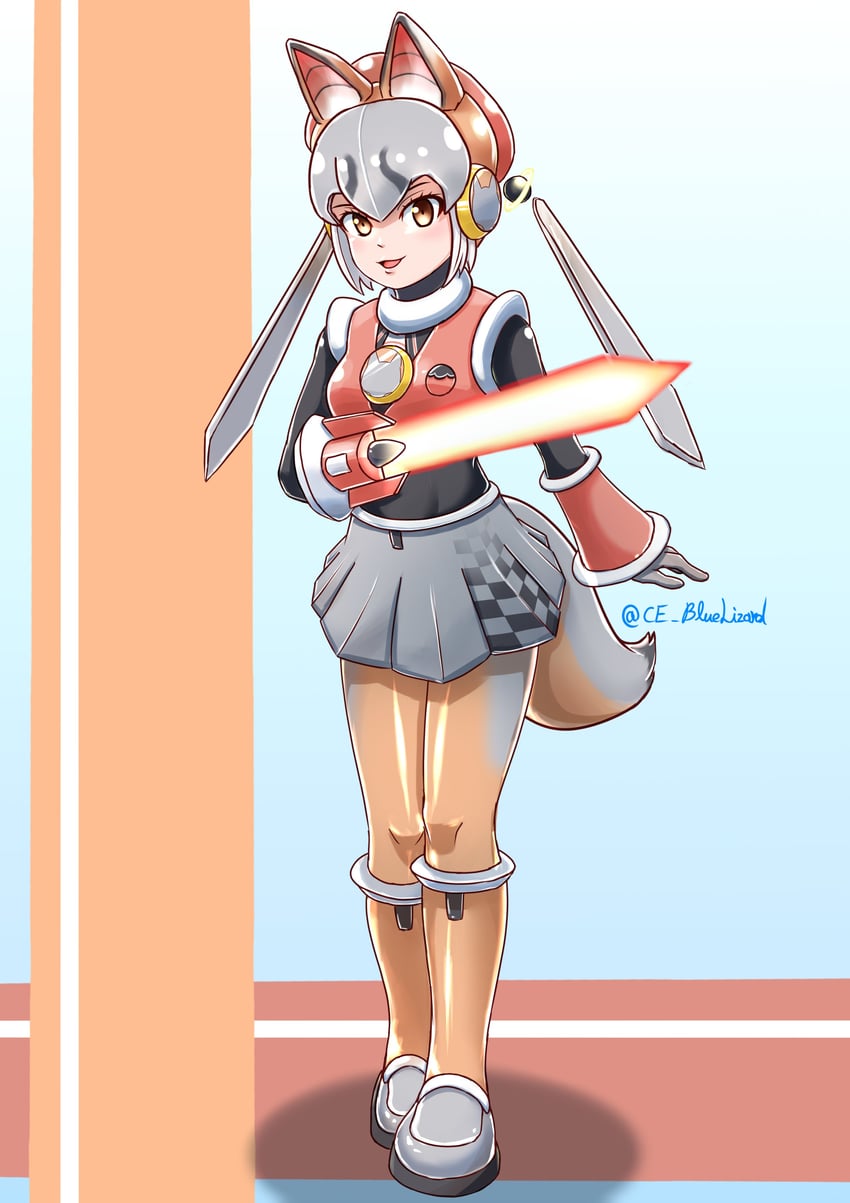 island fox and shimahairobo (kemono friends and 3 more) drawn by ce_bluelizard