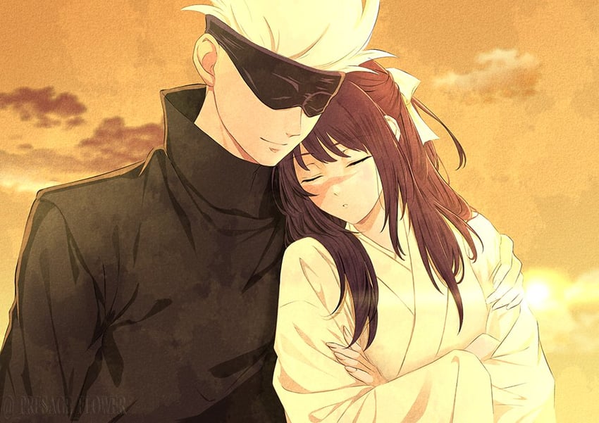 gojou satoru and iori utahime (jujutsu kaisen) drawn by phlower_luna