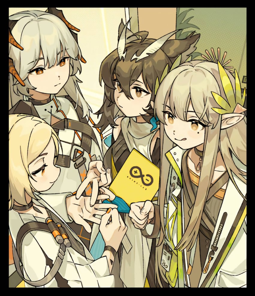 saria, muelsyse, silence, ifrit, and silence the paradigmatic (arknights) drawn by favilia