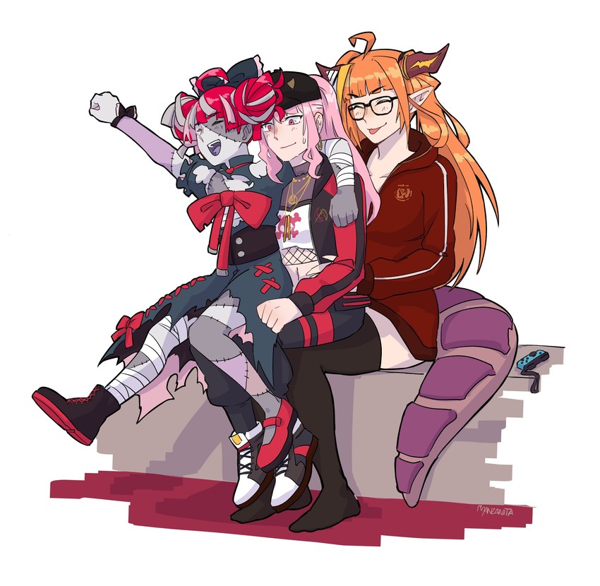 mori calliope, kiryu coco, and kureiji ollie (hololive and 2 more) drawn by crmanzana