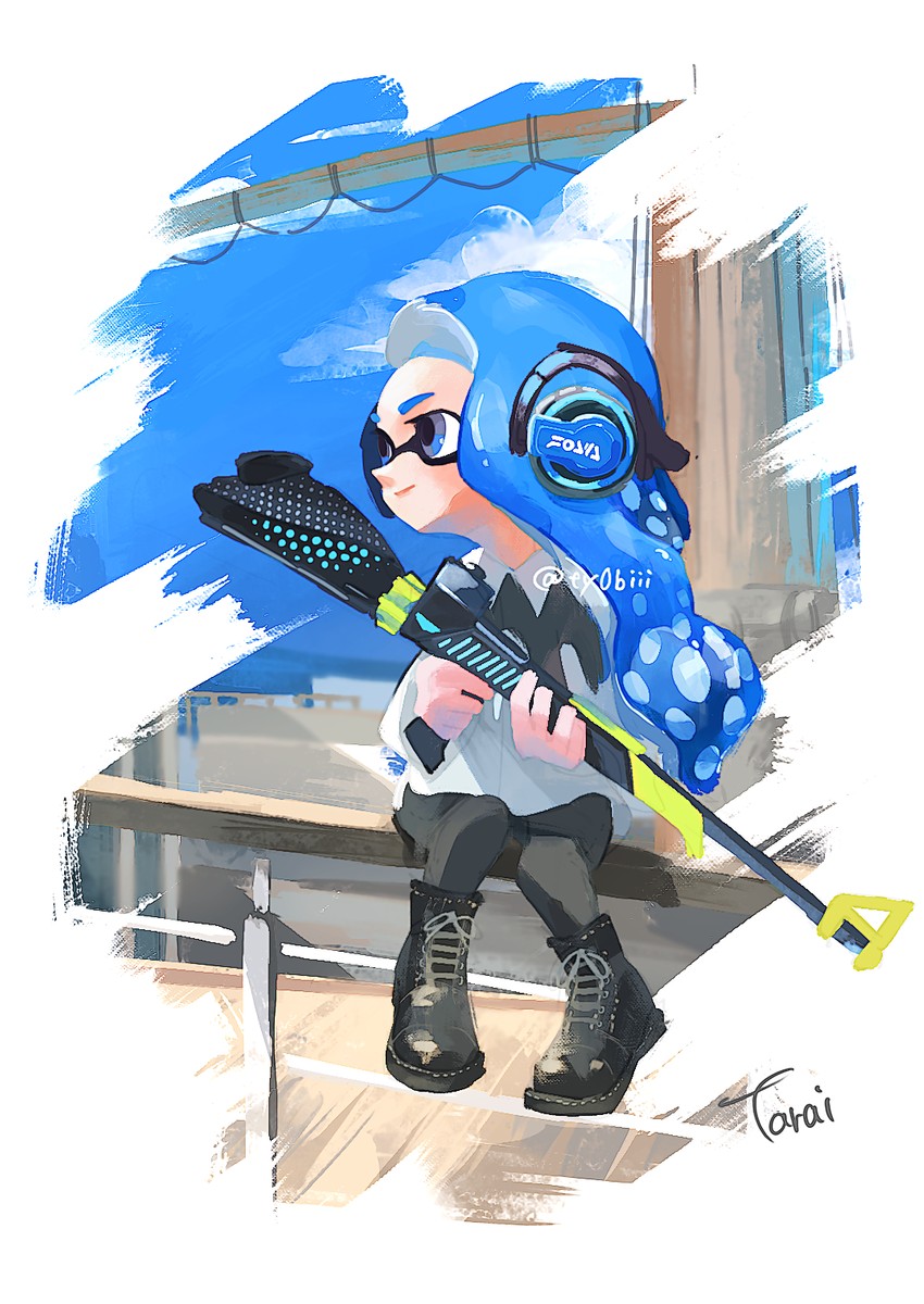 inkling player character and inkling girl (splatoon and 1 more) drawn by tarai_(silica5)