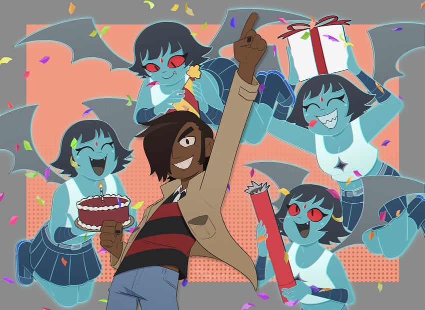 matthew patel and demon hipster chicks (scott pilgrim and 1 more) drawn by skycaelo