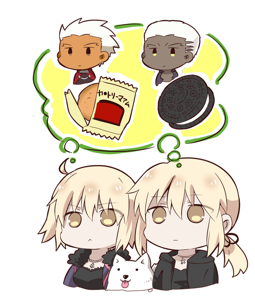 artoria pendragon, jeanne d'arc alter, saber alter, archer, emiya alter, and 1 more (fate and 1 more) drawn by tsuchiya_madose