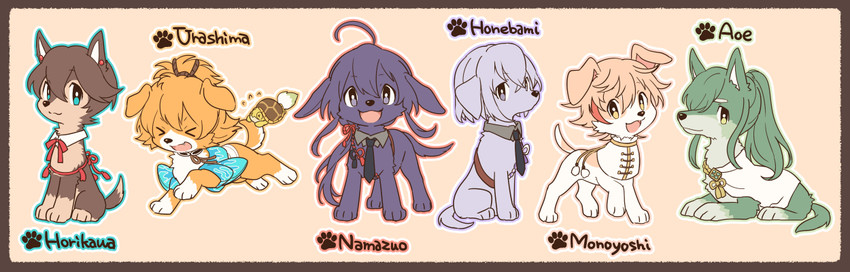 namazuo toushirou, honebami toushirou, horikawa kunihiro, nikkari aoe, urashima kotetsu, and 2 more (touken ranbu) drawn by matsuki_(mikipingpong)